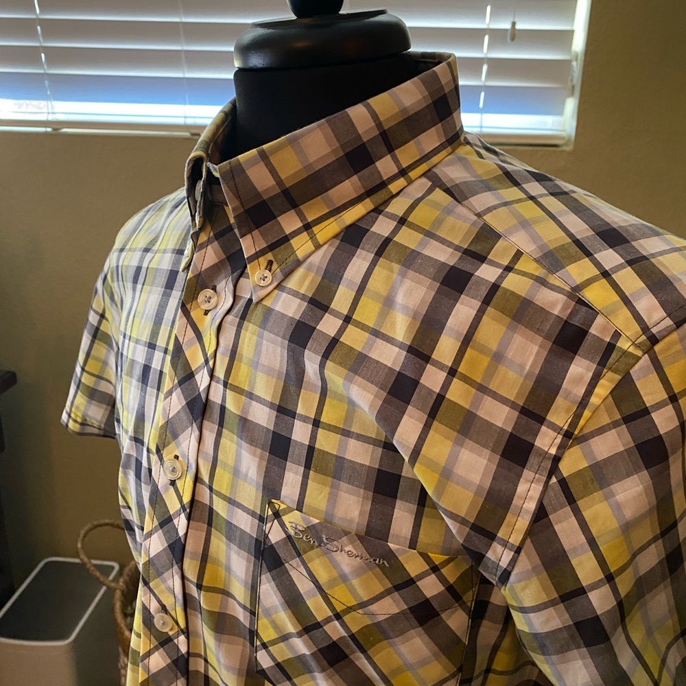 Ben Sherman Men’s Large Plaid Short Sleeve Vintage
